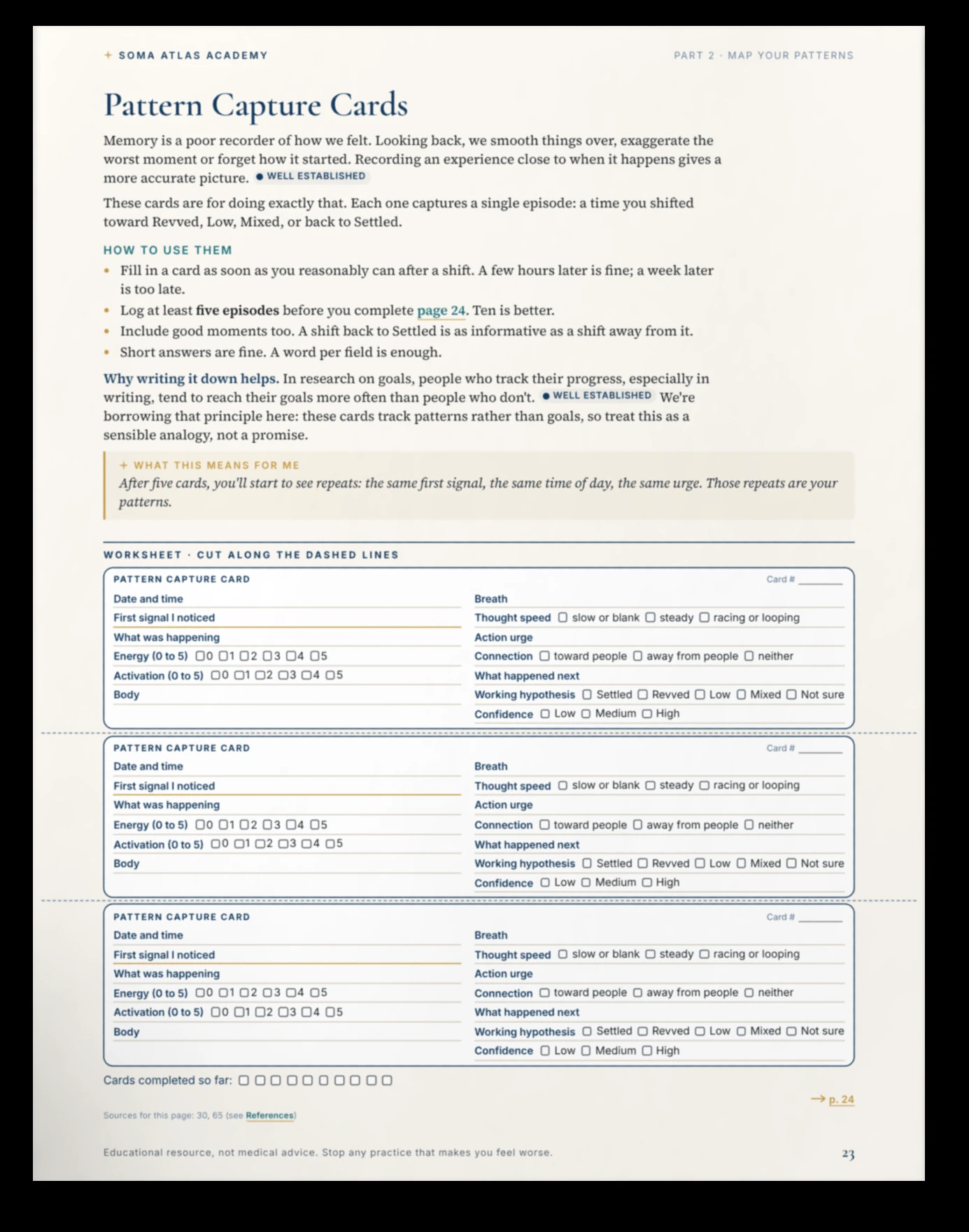 Pattern Capture workbook page